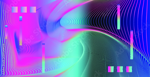 Colorful neon modern background. Abstract glitched texture with gradient vibrant bright stains.
