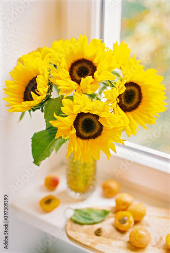 sunflowers and apricots photo