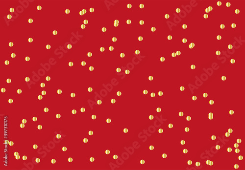 Fondo de papel de regalo navideño rojo con puntos dorados.