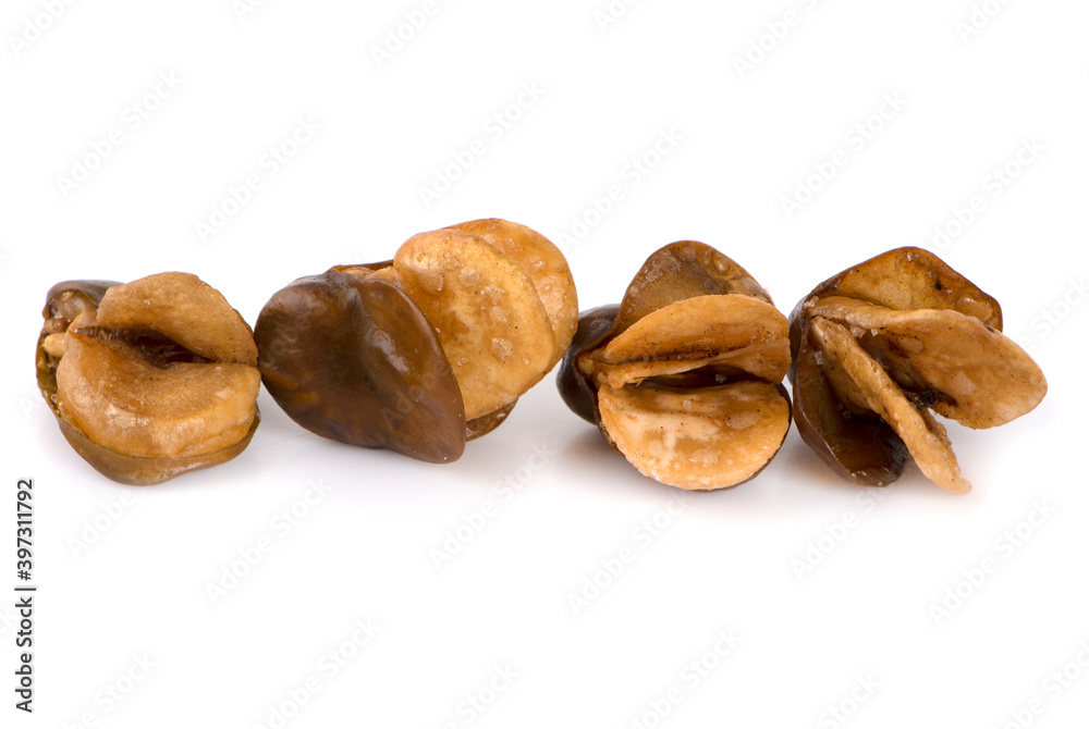 Fried Broad Beans isolated on a white background Fried Broad Beans isolated on a white background