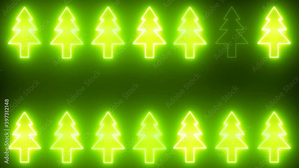 Albero di Natale, luce verde al neon.
