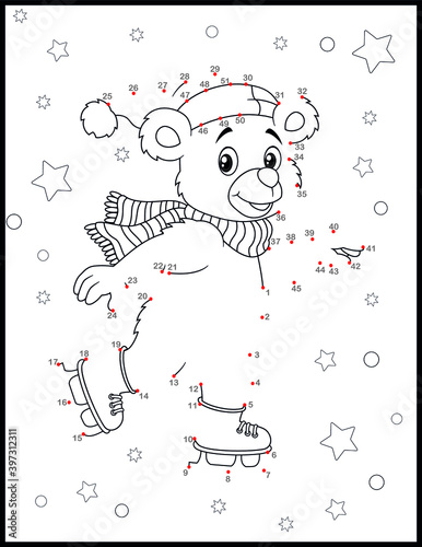 Connect the dots -  Christmas Activities Page For Kids - Kids learning material. Worksheet for learning numbers.