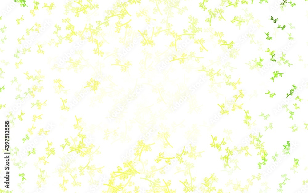 Light Green, Yellow vector doodle layout with branches.