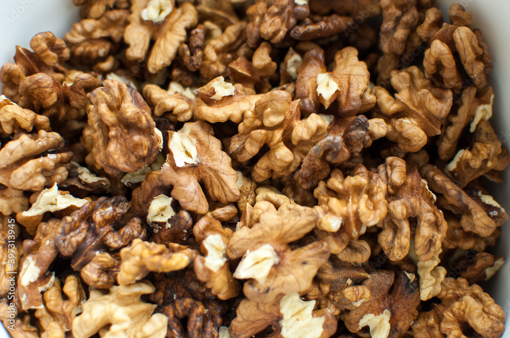 Close-up of cleaned walnuts Close-up of cleaned walnuts