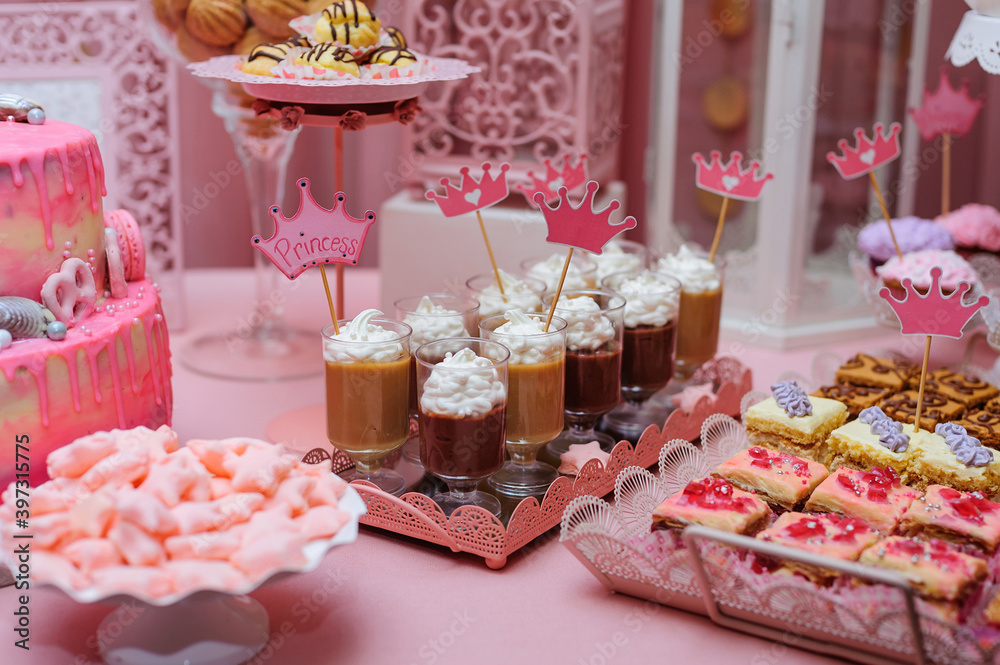 Delicious sweets on candy bar Delicious sweets on candy bar
