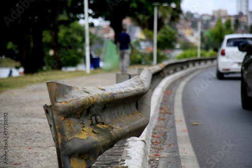 salvador, bahia, brazil - december 4, 2020: protection of guardrails on the edge of the runway in the Doro de Tororo region in the city of Salvador. photo