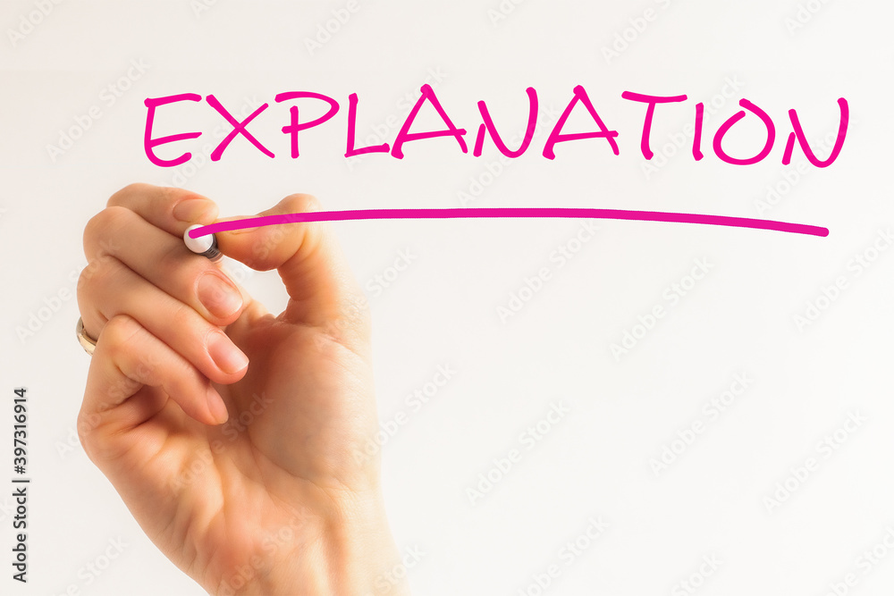 Fototapeta premium women hand writing Explanation with marker on transparent wipe board, business concept