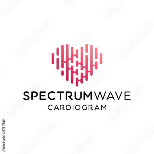 Pulse heart beat cardiogram initial letter S for spectrum logo design