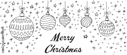 Merry Christmas vector hand drawn card