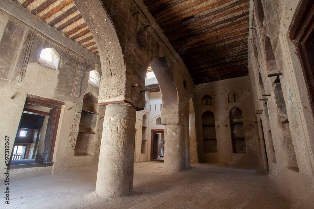 Bahla Castle from the inside. Bahla, Oman .