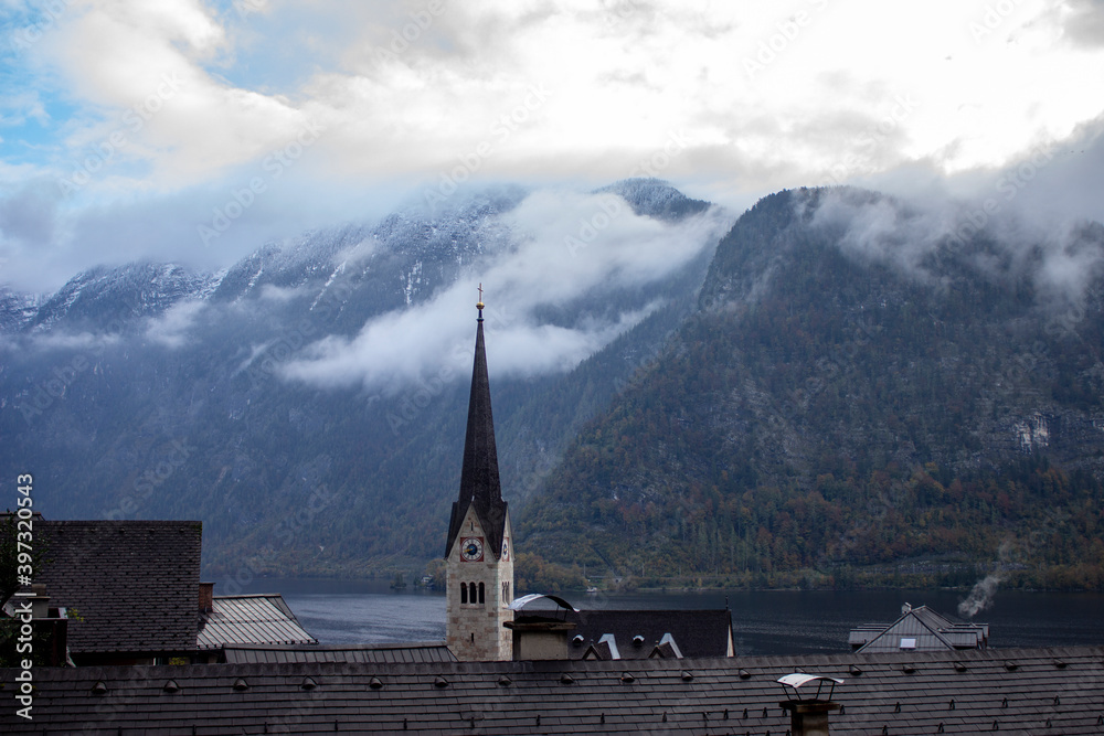 Chapel in Hallstatt near the Austrian Alps at Hallstatt lake.