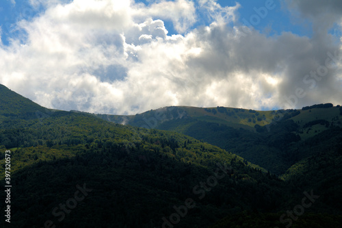 clouds over the mountains,nature,landscape, sky,green, forest, panorama, view,