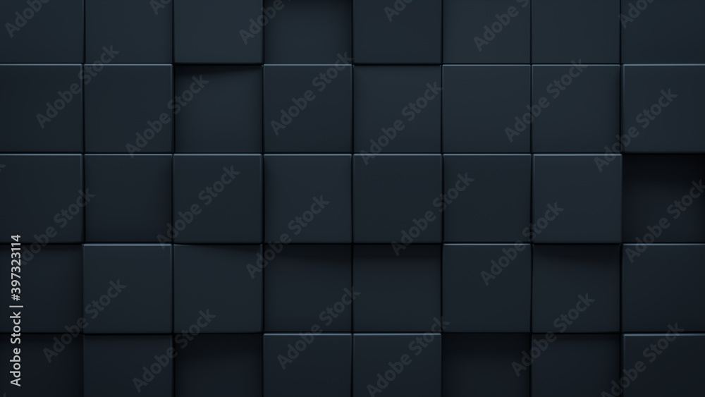 Futuristic, High Tech, dark background, with a square block structure. Wall texture with a 3D cube tile pattern. 3D render Futuristic, High Tech, dark background, with a square block structure. Wall texture with a 3D cube tile pattern. 3D render