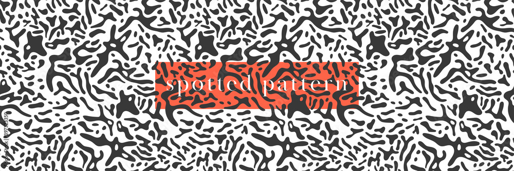 Spotted pattern vector. Abstract animal skin pattern for fashion banner and trendy decoration, fabric, and textile design. Liquid blotch texture, splotch backdrop, zebra spot background. Beauty salon.