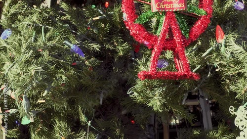 Christmas Tree Ornaments Snowman And Winter Boot Ferris Wheel On Outdoor Display Merry Christmas