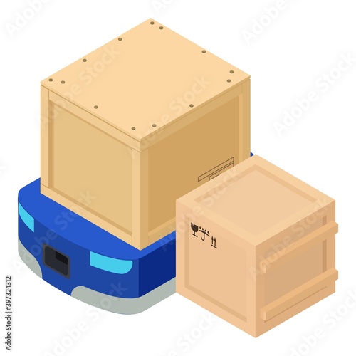 Warehouse robot icon. Isometric illustration of warehouse robot vector icon for web