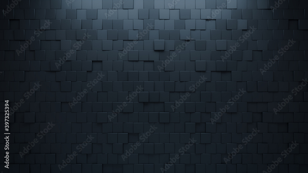 Futuristic, High Tech, dark background, with an offset square block structure. Wall texture with a 3D cube tile pattern. 3D render Futuristic, High Tech, dark background, with an offset square block structure. Wall texture with a 3D cube tile pattern. 3D render