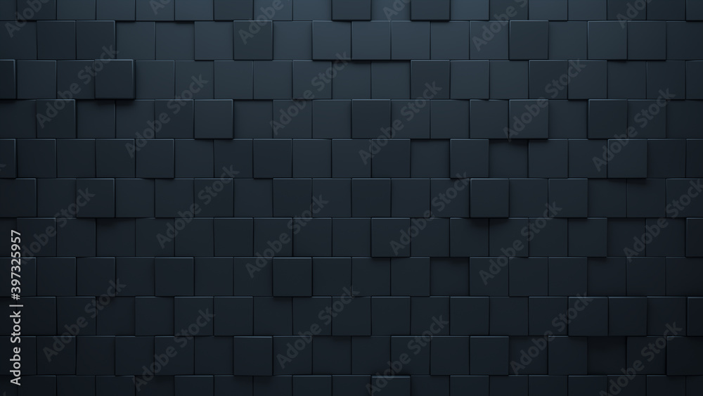 Futuristic, High Tech, dark background, with an offset square block structure. Wall texture with a 3D cube tile pattern. 3D render Futuristic, High Tech, dark background, with an offset square block structure. Wall texture with a 3D cube tile pattern. 3D render