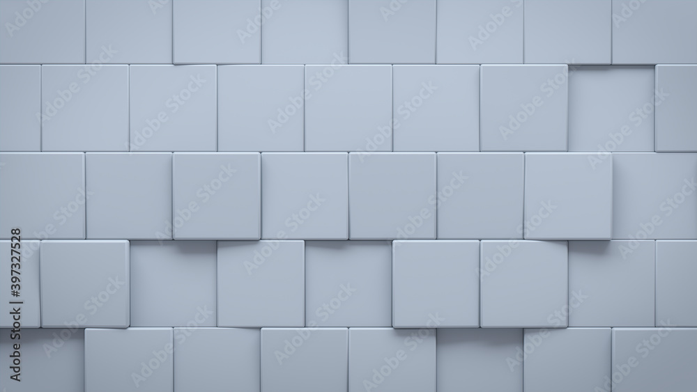 Futuristic, High Tech, light background, with an offset square block structure. Wall texture with a 3D cube tile pattern. 3D render Futuristic, High Tech, light background, with an offset square block structure. Wall texture with a 3D cube tile pattern. 3D render