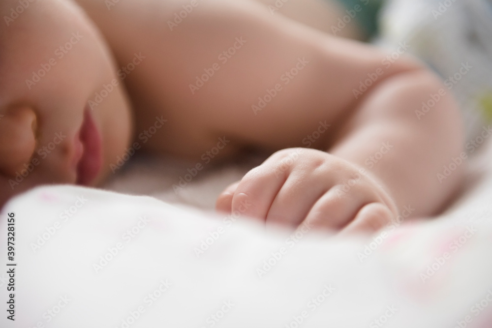 Caucasian baby boy sleeping on blanket Caucasian baby boy sleeping on blanket