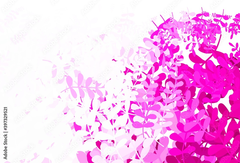 Light Pink vector doodle layout with leaves. Light Pink vector doodle layout with leaves.