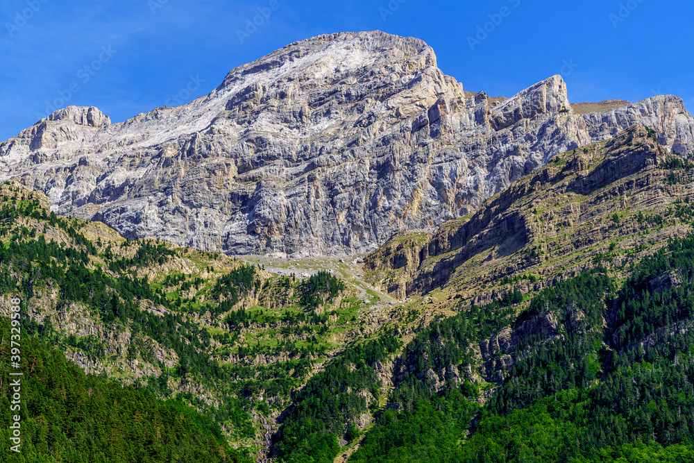 High mountain summit, vertical rock wall in Pyrenees Ordesa. Challenge overcoming achieve the impossible.
High mountain summit, vertical rock wall in Pyrenees Ordesa. Challenge overcoming achieve the impossible.