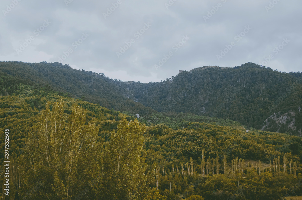 Yellow mountains and cloudy sky. Yellow mountains and cloudy sky.