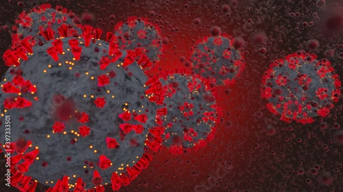 COVID-19のリアルな３Dの動画。