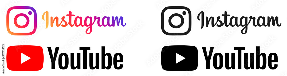 Youtube Logo Instagram Logo Youtube Vector Instagram Vector Stock ベクター Adobe Stock
