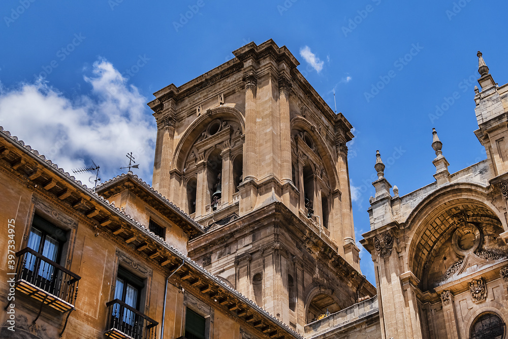 Granada Cathedral or Cathedral of Incarnation (Catedral de Granada, Santa Iglesia Catedral Metropolitana de la Encarnacion de Granada, 1561) - Roman Catholic church in Granada city. Andalusia, Spain.