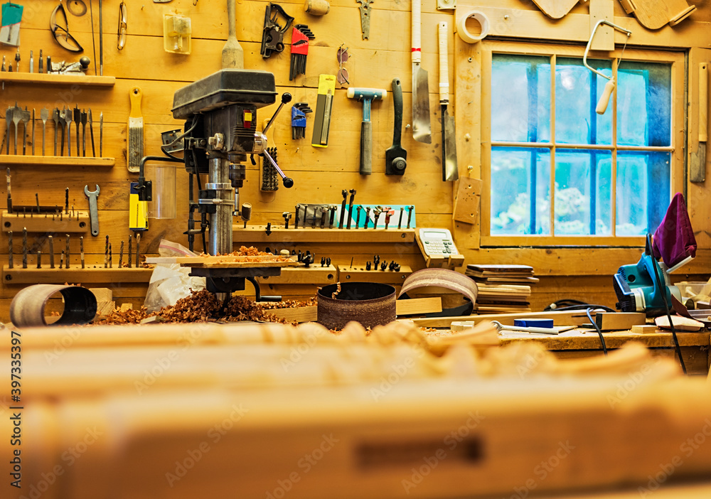Carpentry workbench with tools Carpentry workbench with tools