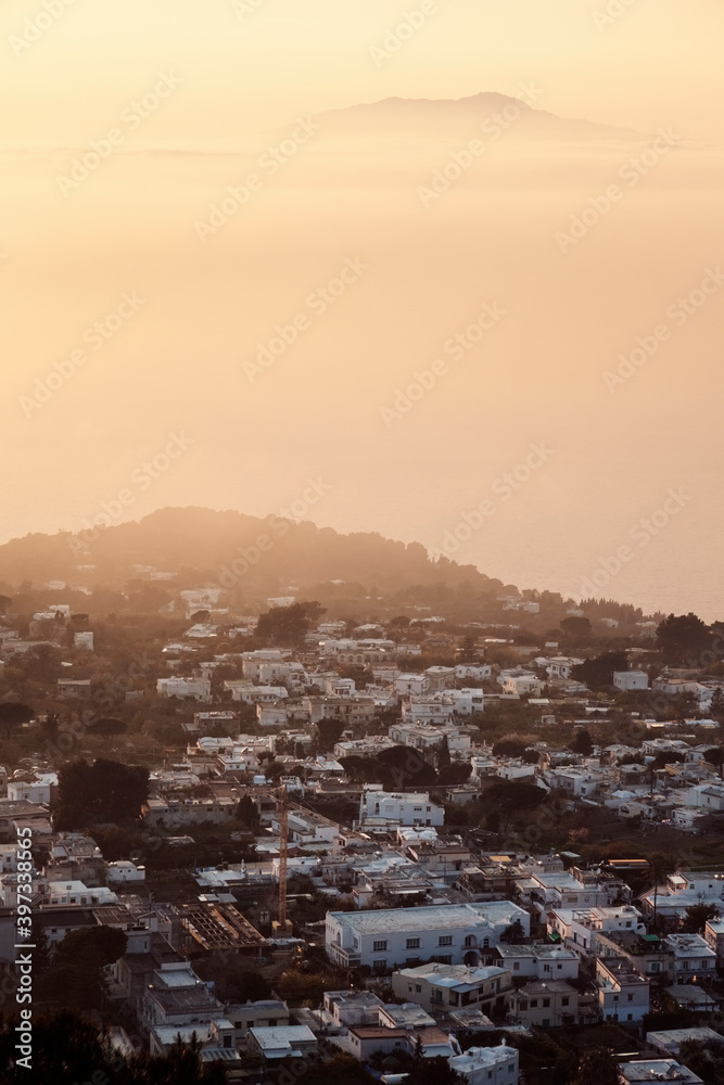 Town at sunset Town at sunset