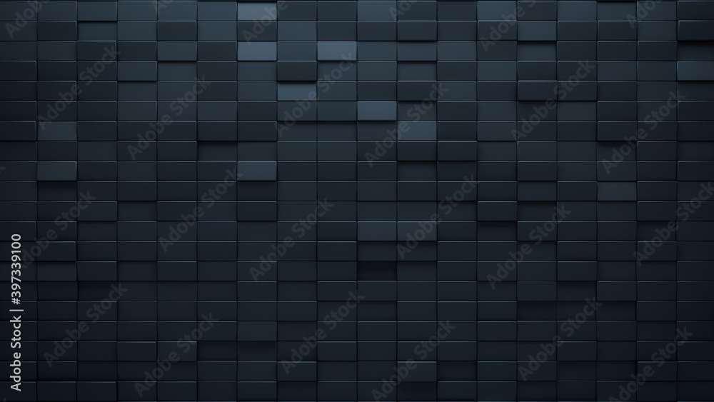 Futuristic, High Tech, dark background, with a rectangular block structure. Wall texture with a 3D rectangle tile pattern. 3D render Futuristic, High Tech, dark background, with a rectangular block structure. Wall texture with a 3D rectangle tile pattern. 3D render