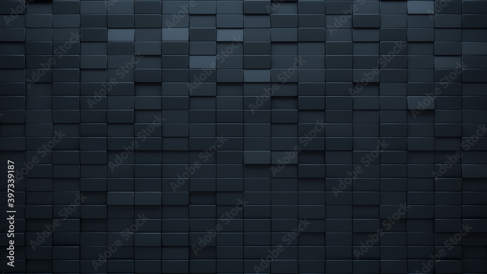 Futuristic, High Tech, dark background, with a rectangular block structure. Wall texture with a 3D rectangle tile pattern. 3D render Futuristic, High Tech, dark background, with a rectangular block structure. Wall texture with a 3D rectangle tile pattern. 3D render
