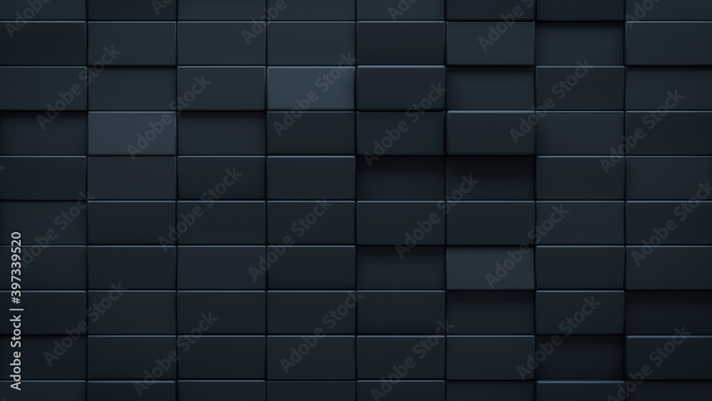 Futuristic, High Tech, dark background, with a rectangular block structure. Wall texture with a 3D rectangle tile pattern. 3D render Futuristic, High Tech, dark background, with a rectangular block structure. Wall texture with a 3D rectangle tile pattern. 3D render