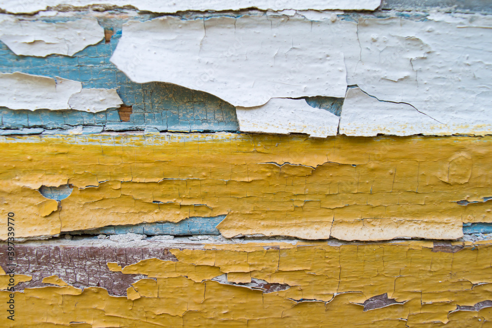 Background from old cracked paint. Chapped layers of old paint. Background from old cracked paint. Chapped layers of old paint.