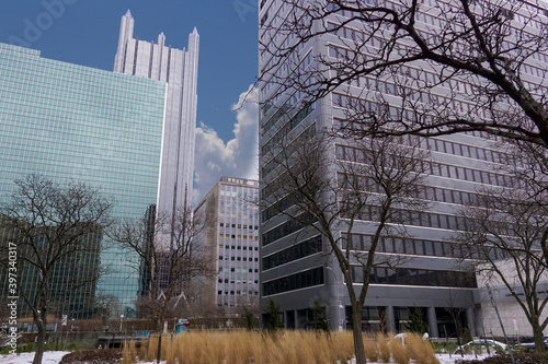 Massive skyscrapers of downtown Pittsburgh