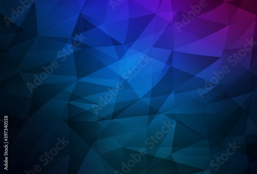 Dark Pink  Blue vector abstract polygonal background.