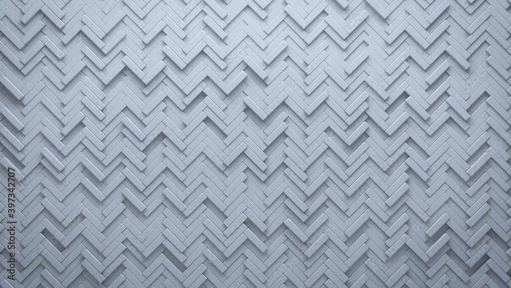 Futuristic, High Tech, light background, with a herringbone block structure. Wall texture with a 3D parquet tile pattern. 3D render Futuristic, High Tech, light background, with a herringbone block structure. Wall texture with a 3D parquet tile pattern. 3D render