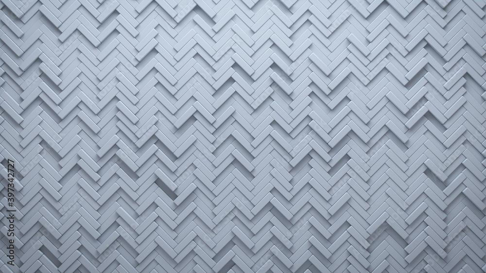 Futuristic, High Tech, light background, with a herringbone block structure. Wall texture with a 3D parquet tile pattern. 3D render Futuristic, High Tech, light background, with a herringbone block structure. Wall texture with a 3D parquet tile pattern. 3D render