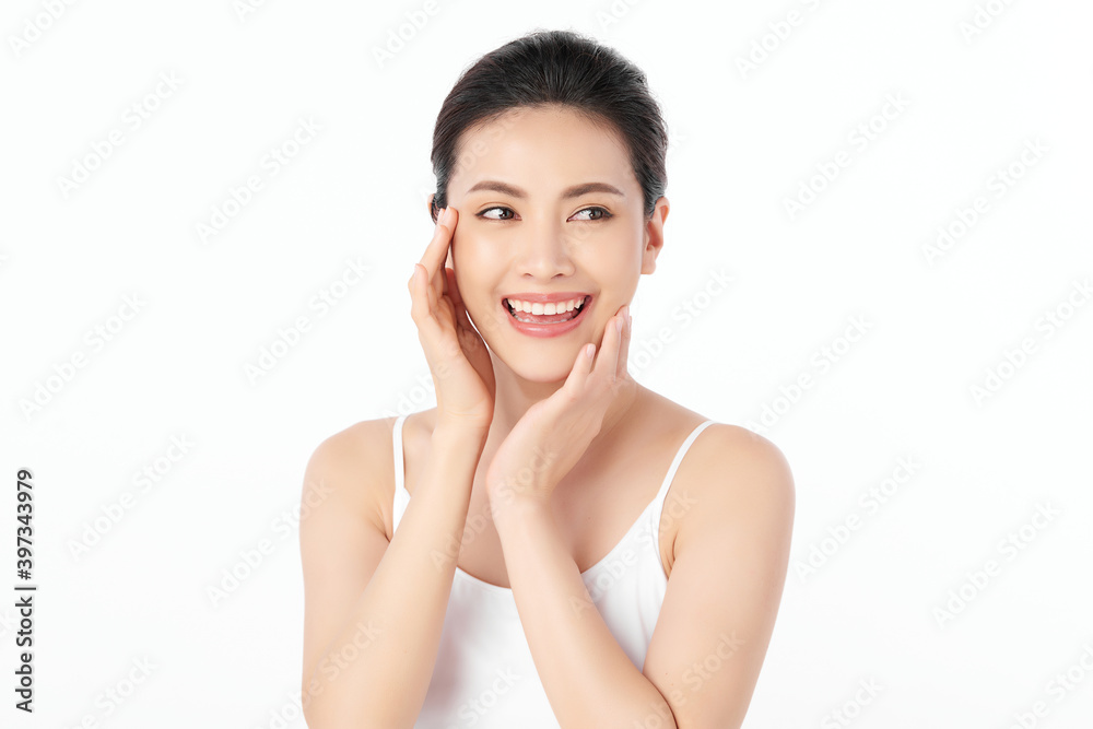 Beautiful young asian woman with clean fresh skin on white background, Face care, Facial treatment, Cosmetology, beauty and spa, Asian women portrait Beautiful young asian woman with clean fresh skin on white background, Face care, Facial treatment, Cosmetology, beauty and spa, Asian women portrait