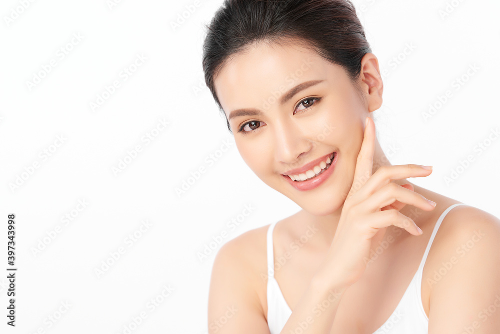 Beautiful young asian woman with clean fresh skin on white background, Face care, Facial treatment, Cosmetology, beauty and spa, Asian women portrait Beautiful young asian woman with clean fresh skin on white background, Face care, Facial treatment, Cosmetology, beauty and spa, Asian women portrait