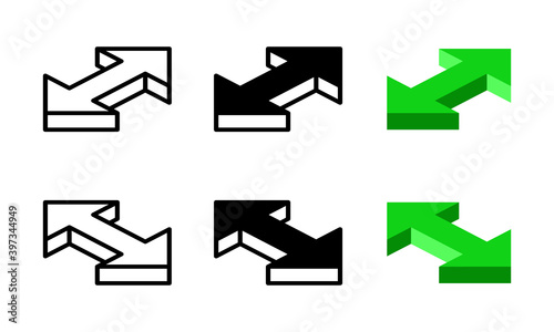 Double sided arrow icon. With isometric style