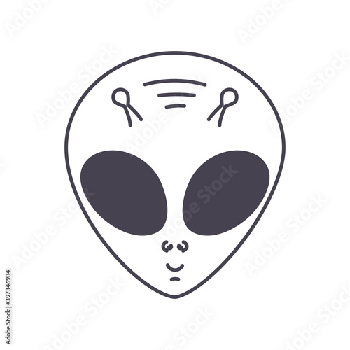 alien smiling on white background