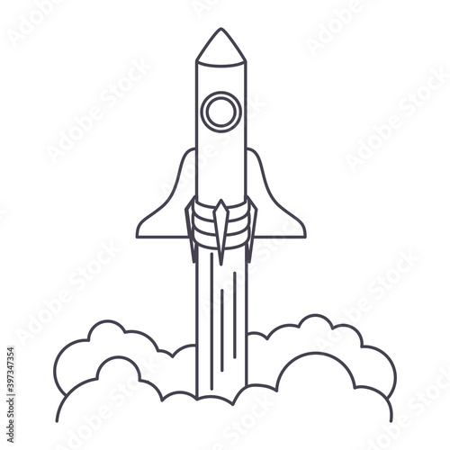 spaceship launch icon in a white background