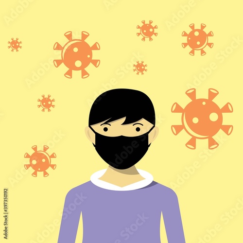 Man use masks for protection from the corona virus vector illustration