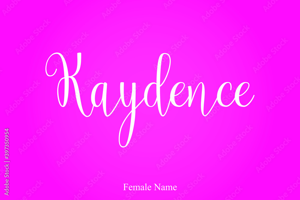 Kaydence-Female Name Brush Calligraphy White Color Text On Pink Background