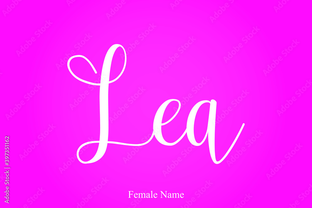 Lea Female Name Calligraphy White Color Text On Pink Background