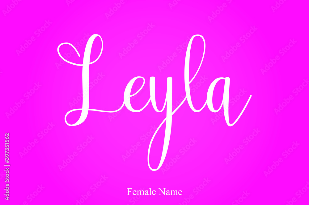 Leyla Female Name Calligraphy White Color Text On Pink Background