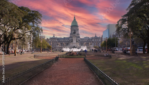 National Congressional Plaza, a public park facing the Argentine Congress in Buenos Aires. photo